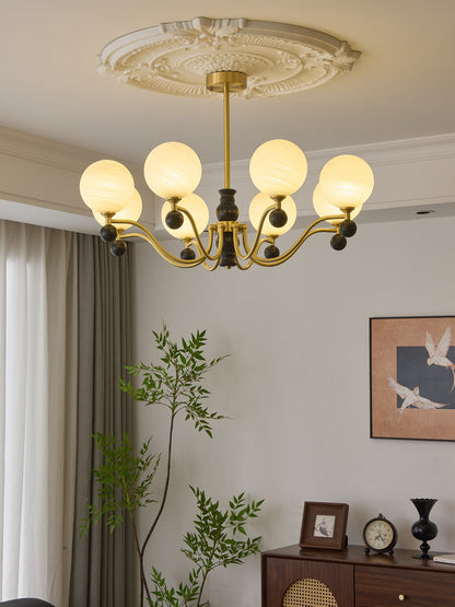 SFERA Walnut & Glass Globe Chandelier