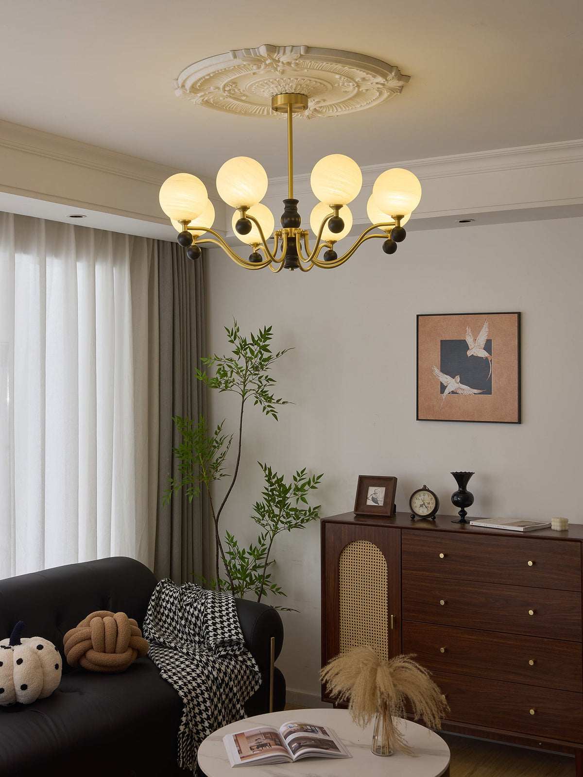 SFERA Walnut & Glass Globe Chandelier