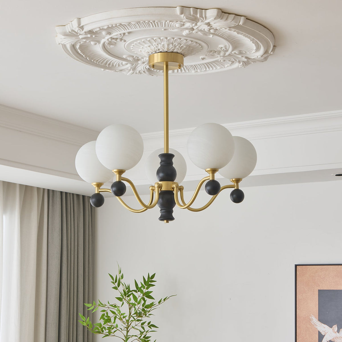 SFERA Walnut & Glass Globe Chandelier
