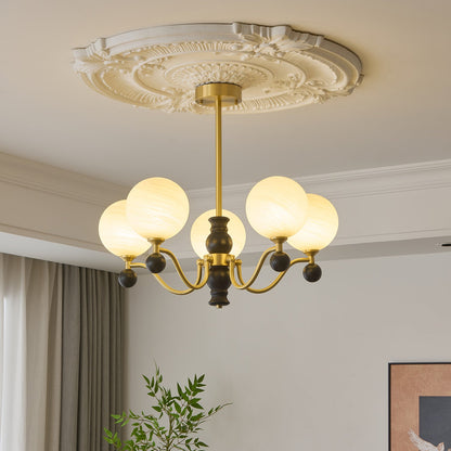 SFERA Walnut & Glass Globe Chandelier