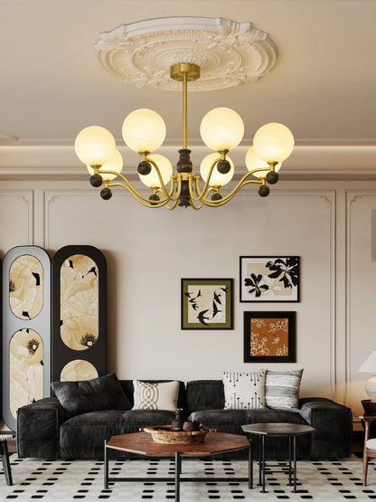 SFERA Walnut & Glass Globe Chandelier