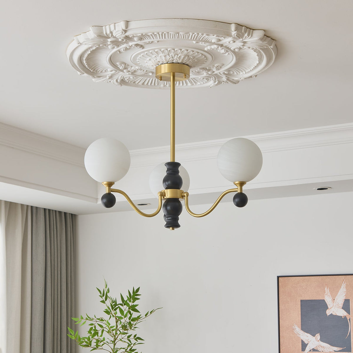SFERA Walnut & Glass Globe Chandelier
