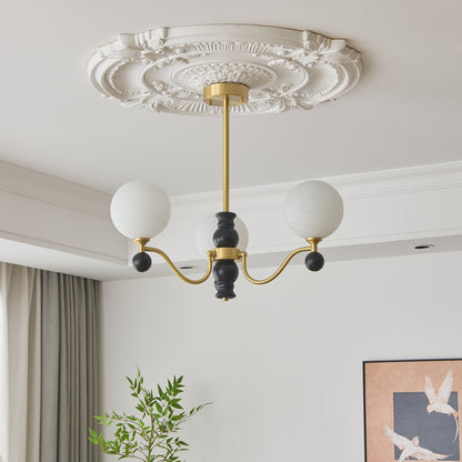 SFERA Walnut & Glass Globe Chandelier