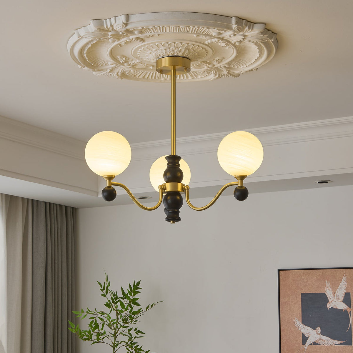 SFERA Walnut & Glass Globe Chandelier
