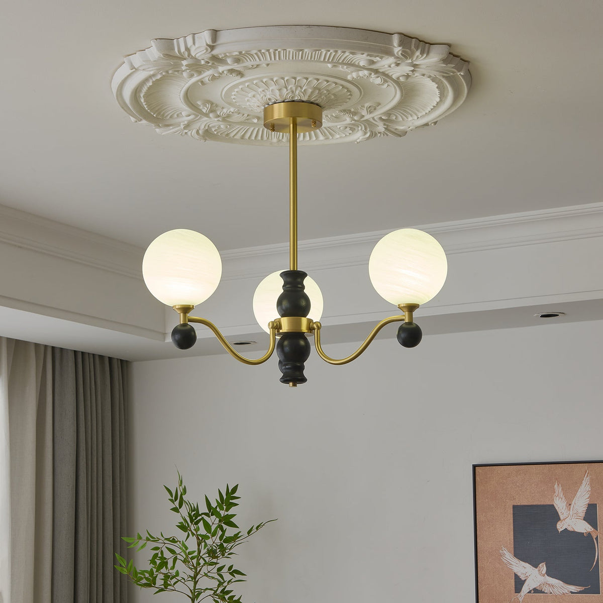 SFERA Walnut & Glass Globe Chandelier