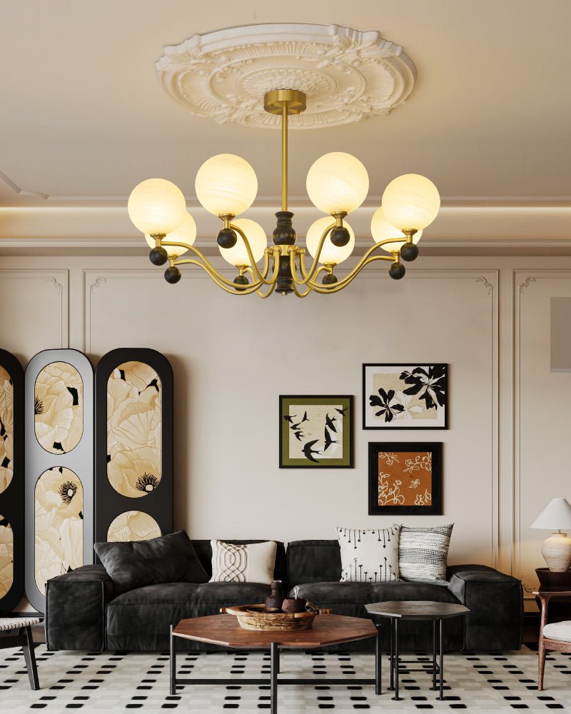 SFERA Walnut & Glass Globe Chandelier