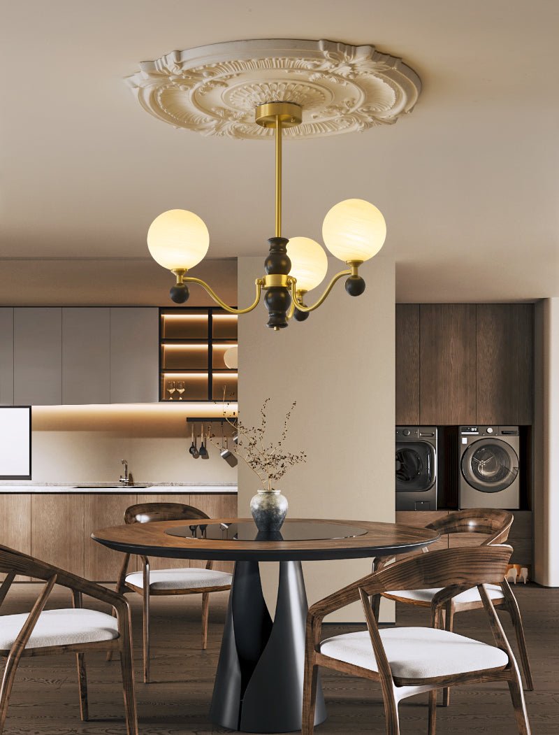 SFERA Walnut & Glass Globe Chandelier