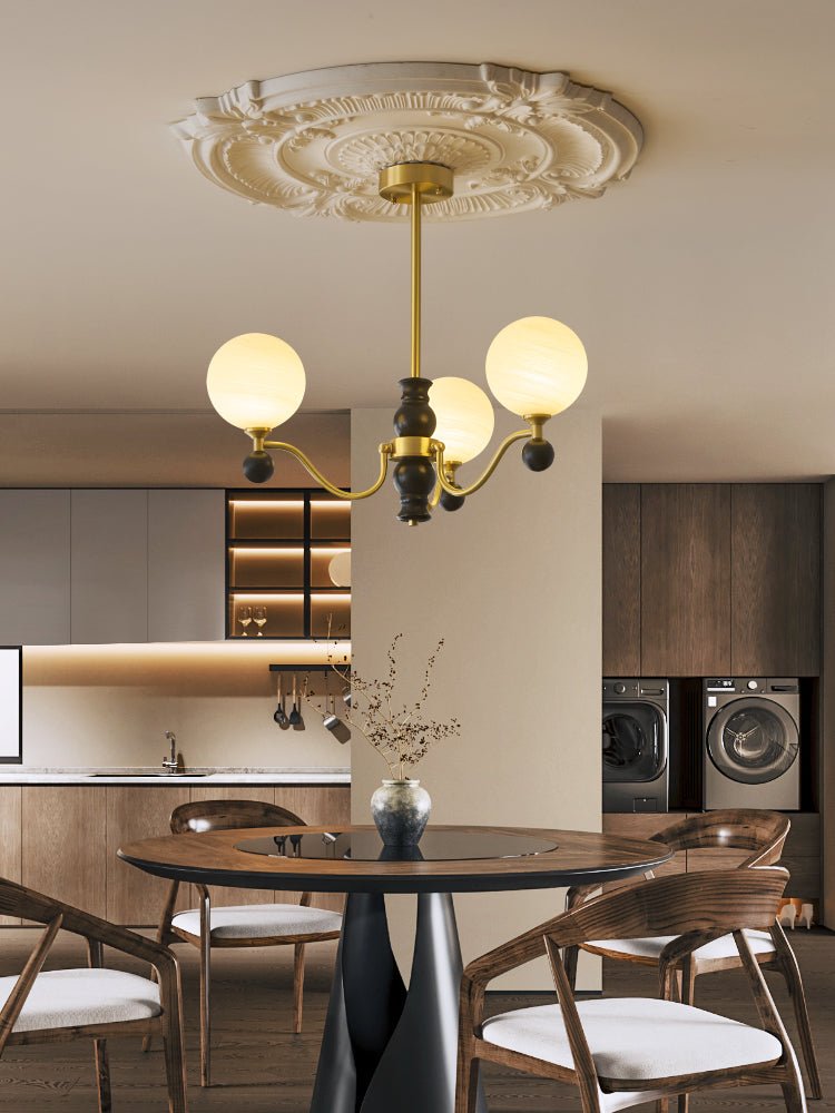 SFERA Walnut & Glass Globe Chandelier