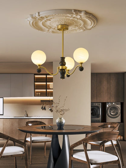 SFERA Walnut & Glass Globe Chandelier
