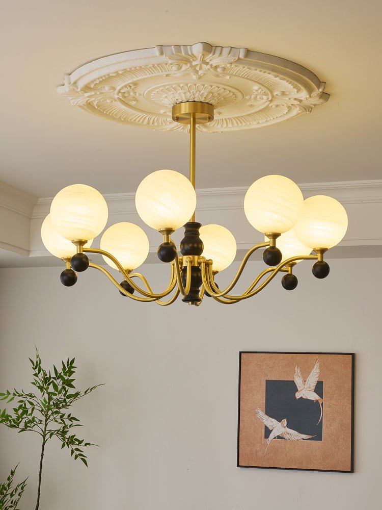 SFERA Walnut & Glass Globe Chandelier