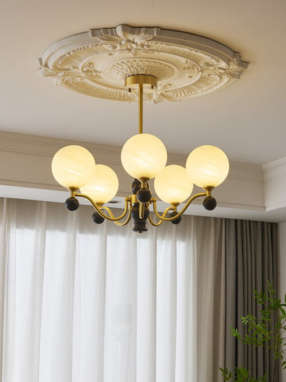 SFERA Walnut & Glass Globe Chandelier