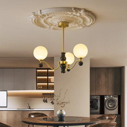 SFERA Walnut & Glass Globe Chandelier