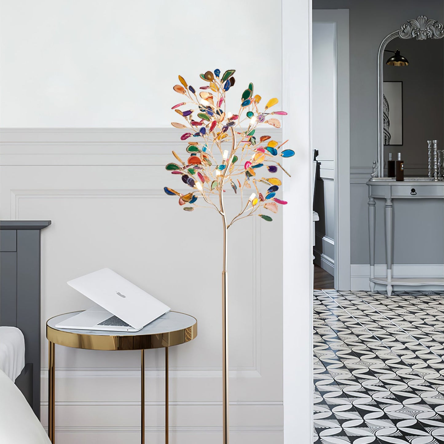 Crystal Leaf Floor Lamp