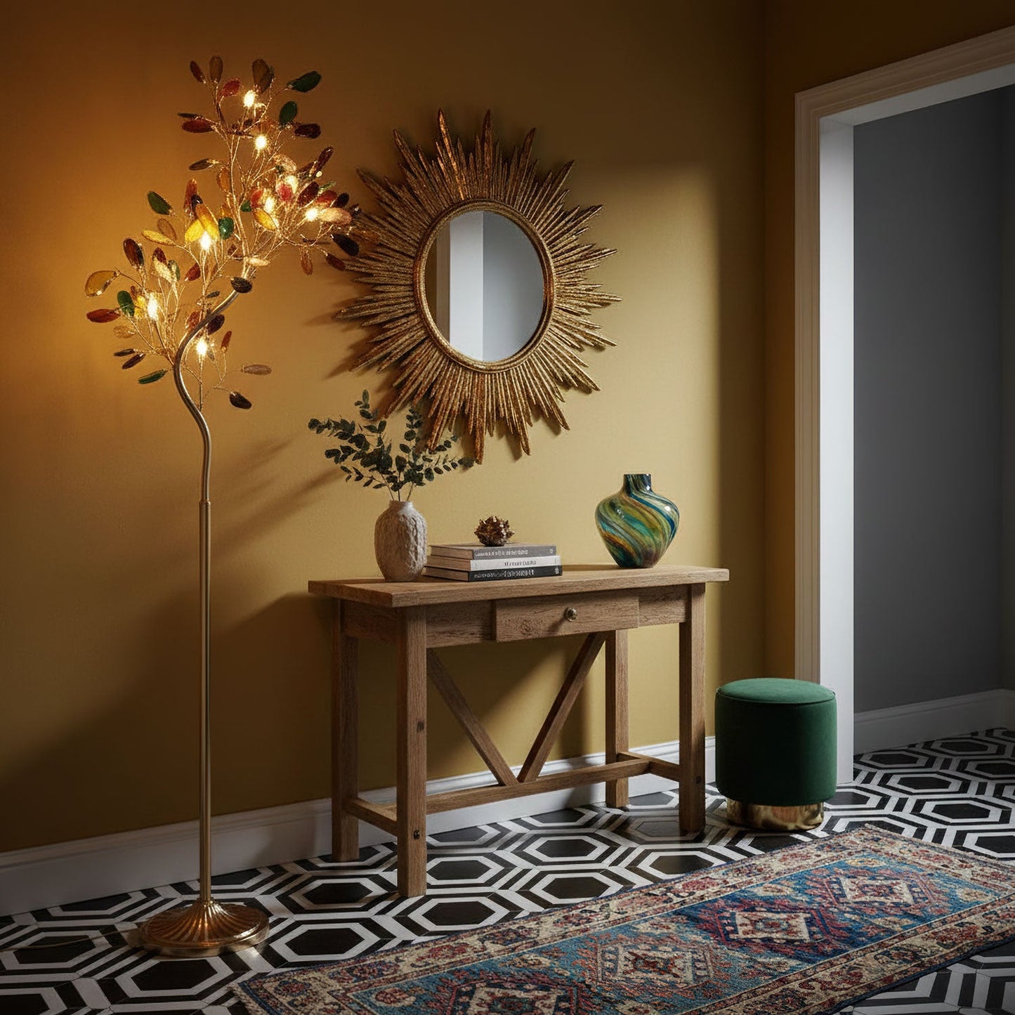 Crystal Leaf Floor Lamp
