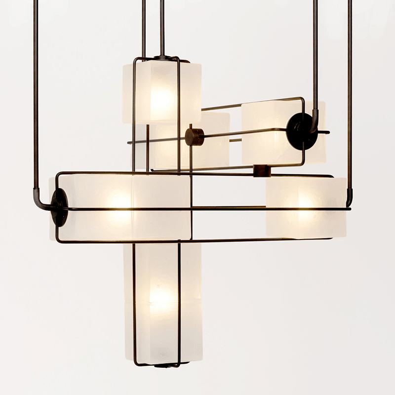 GHIACCIO Sandblasted Glass Cube Chandelier