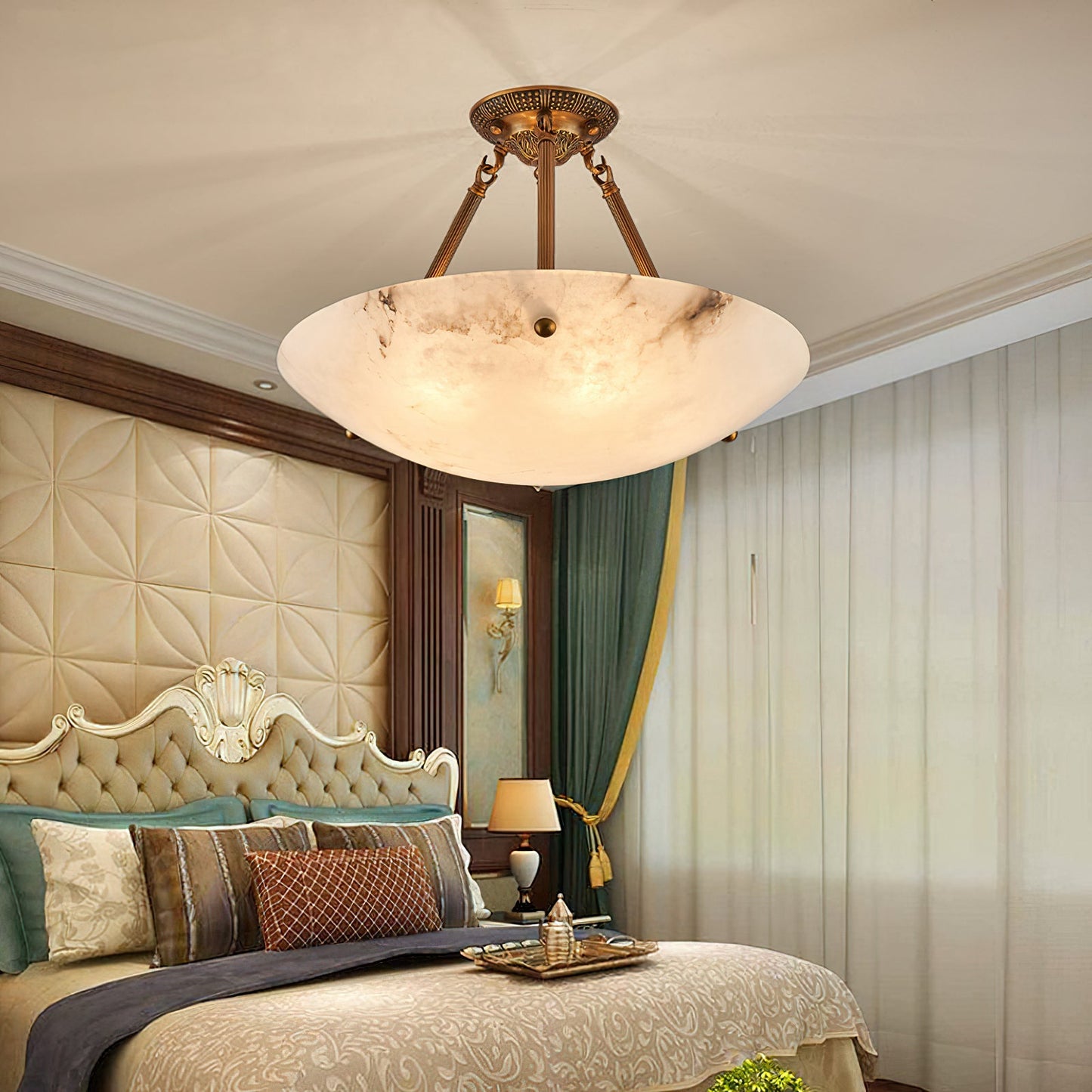 Alabaster Bowl Ceiling Lamp