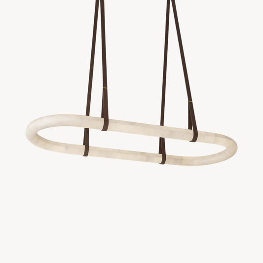 OVALE Alabaster & Leather Oval LED Chandelier