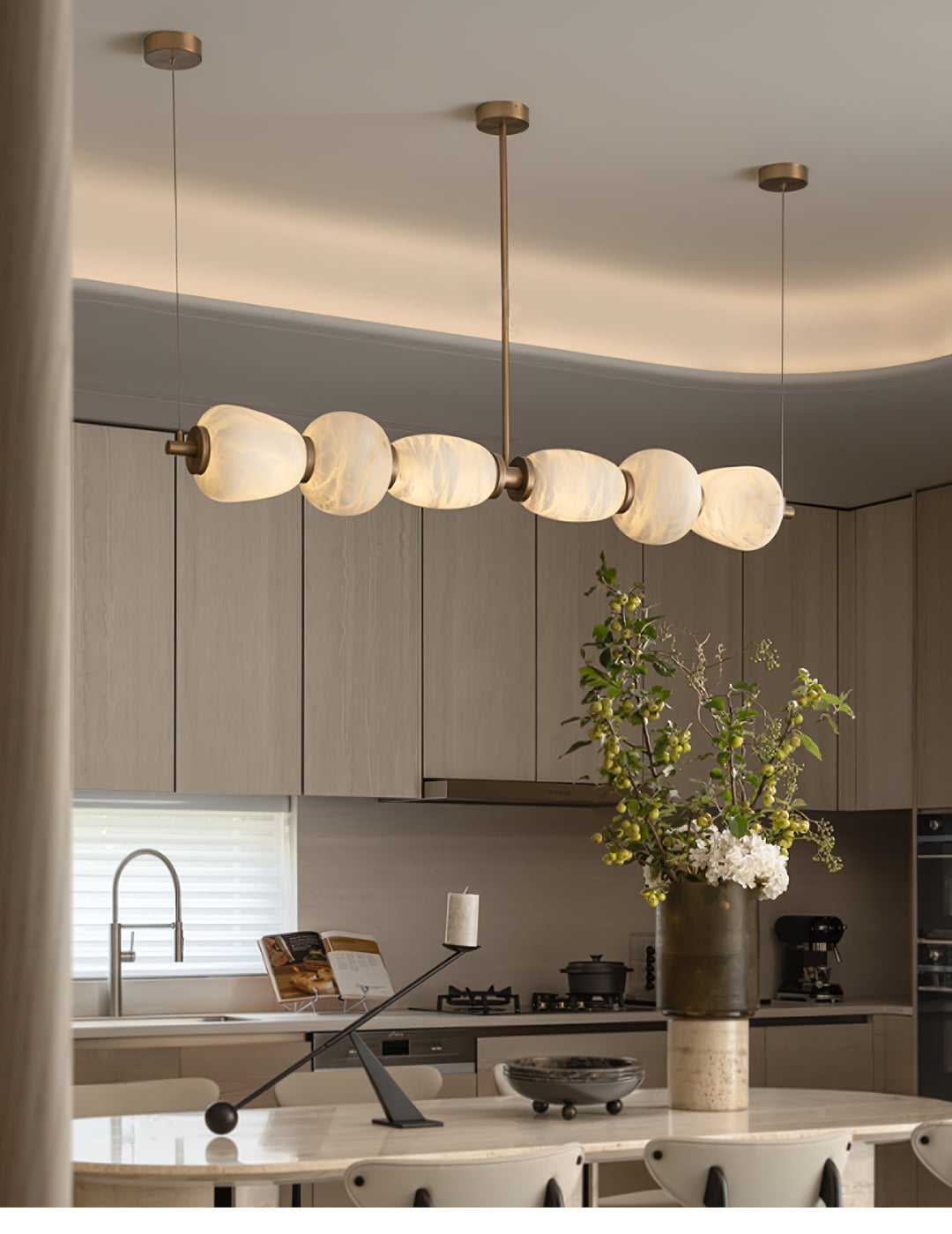 Alabera™ Pebble Linear Alabaster Chandelier