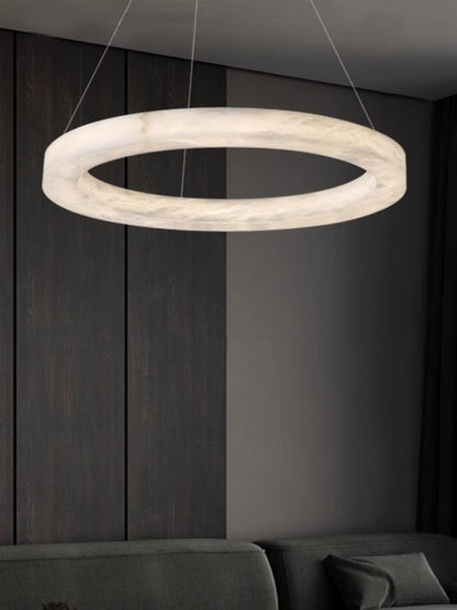 ECLISSI Brass & Alabaster Ring LED Chandelier