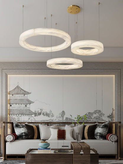 ECLISSI Brass & Alabaster Ring LED Chandelier