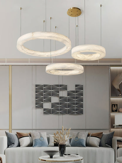 ECLISSI Brass & Alabaster Ring LED Chandelier