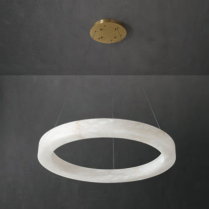 ECLISSI Brass & Alabaster Ring LED Chandelier