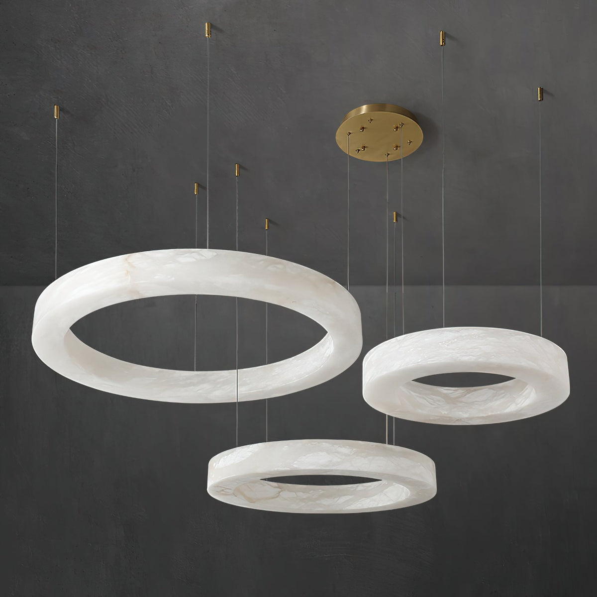 ECLISSI Brass & Alabaster Ring LED Chandelier