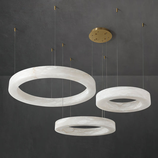 ECLISSI Brass & Alabaster Ring LED Chandelier