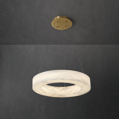 ECLISSI Brass & Alabaster Ring LED Chandelier