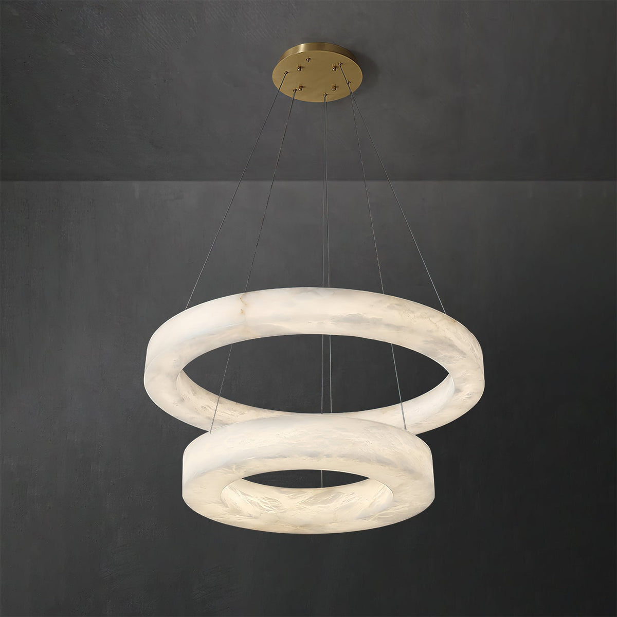 ECLISSI Brass & Alabaster Ring LED Chandelier