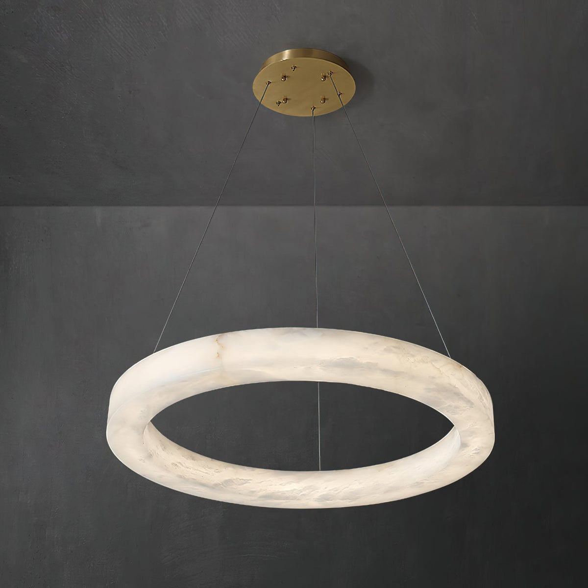 ECLISSI Brass & Alabaster Ring LED Chandelier