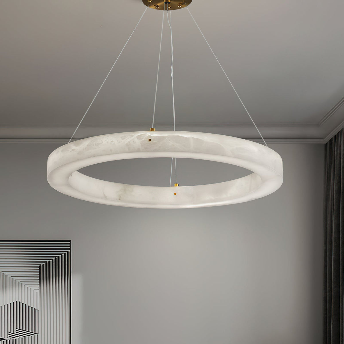 ECLISSI Brass & Alabaster Ring LED Chandelier