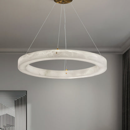 ECLISSI Brass & Alabaster Ring LED Chandelier