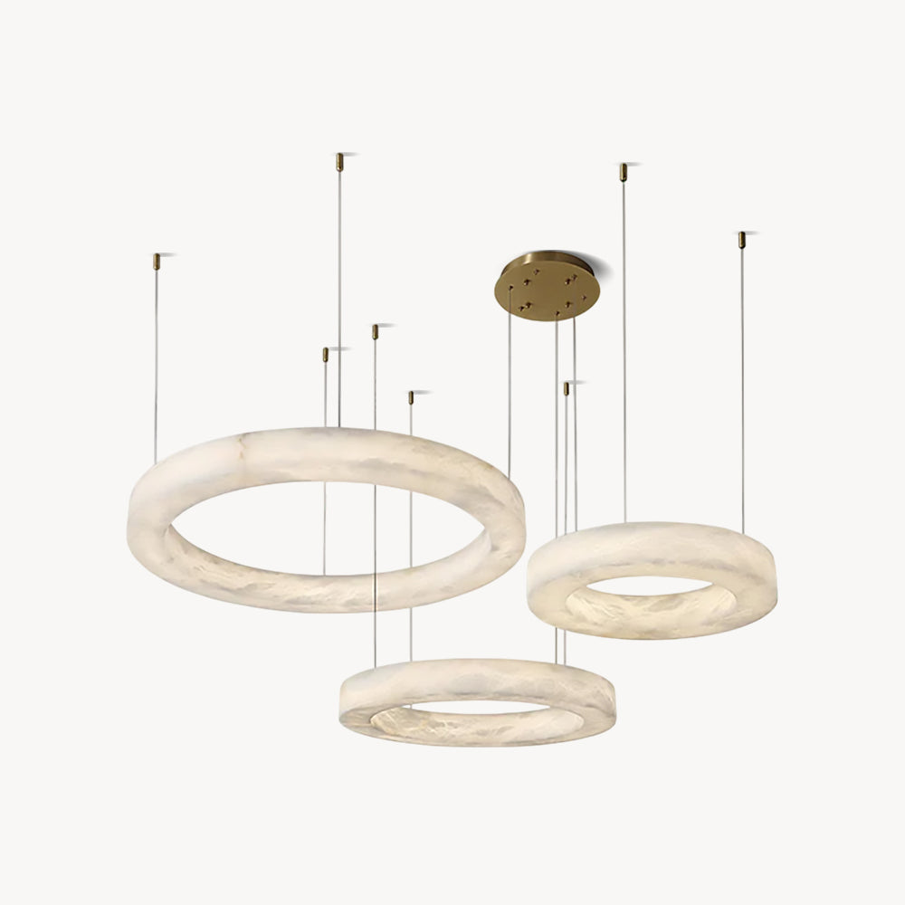 ECLISSI Brass & Alabaster Ring LED Chandelier