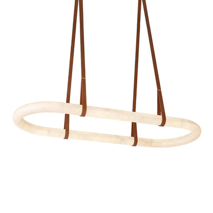 OVALE Alabaster & Leather Oval LED Chandelier