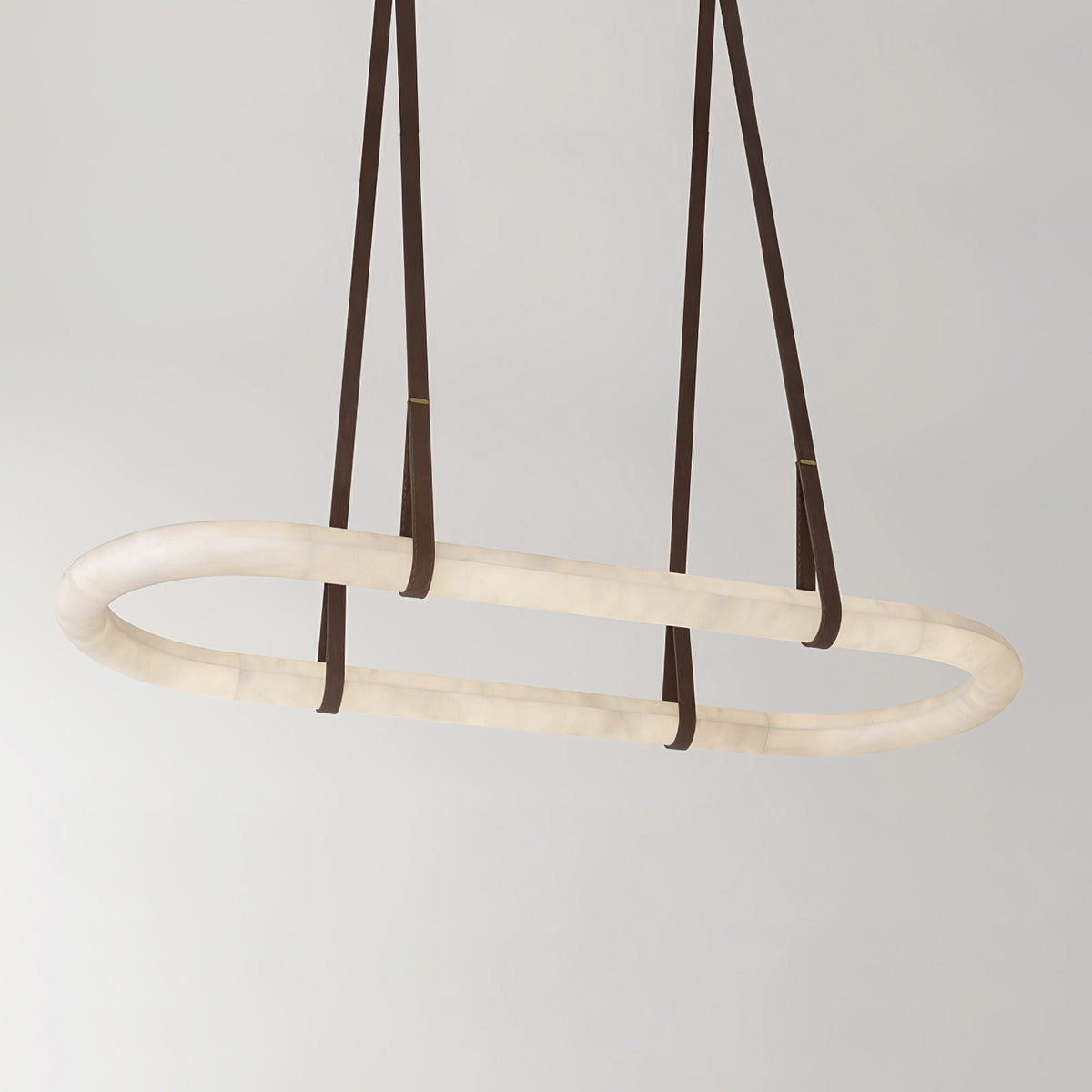 OVALE Alabaster & Leather Oval LED Chandelier