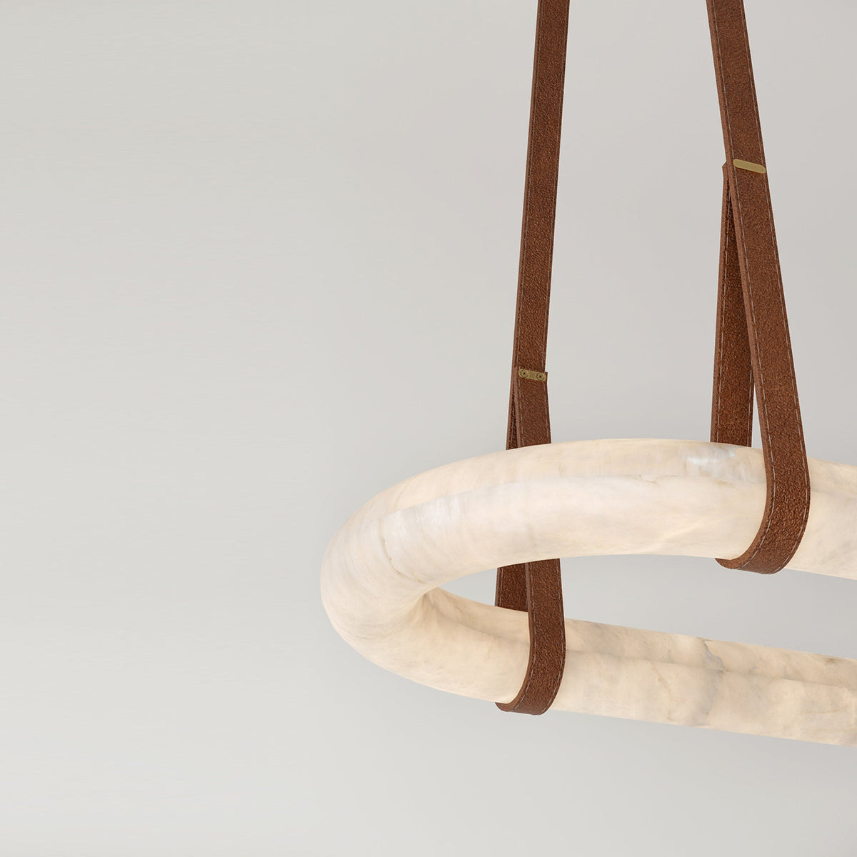 OVALE Alabaster & Leather Oval LED Chandelier