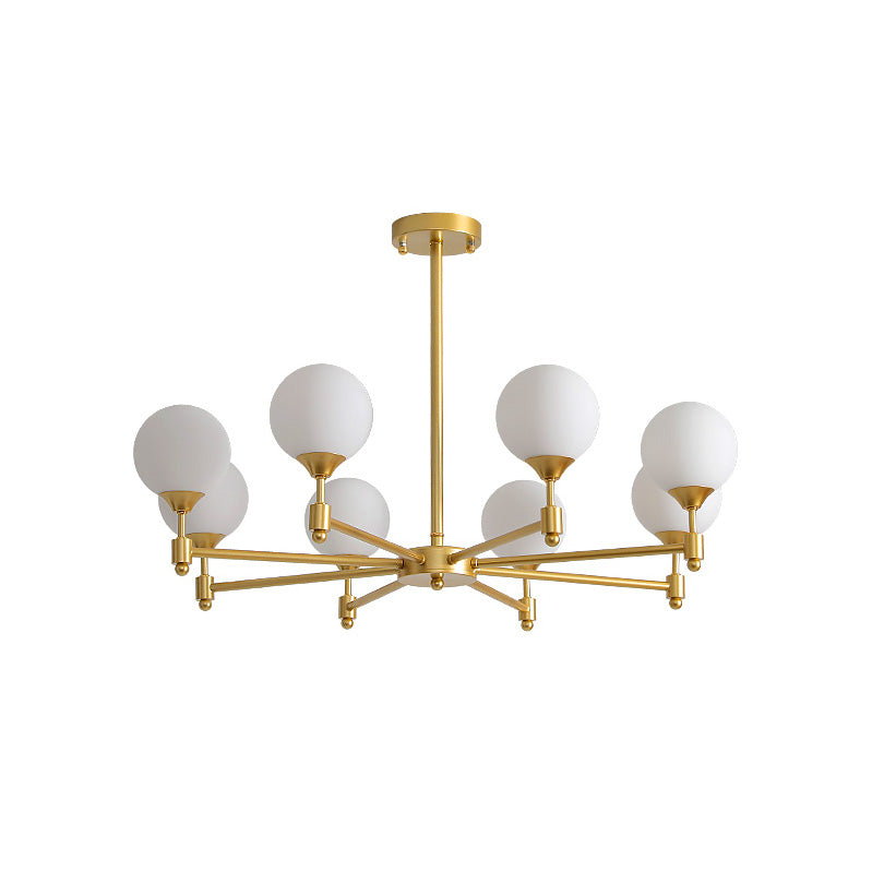 BOLLICINE Brass & Opal Glass Globe Chandelier