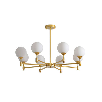 BOLLICINE Brass & Opal Glass Globe Chandelier