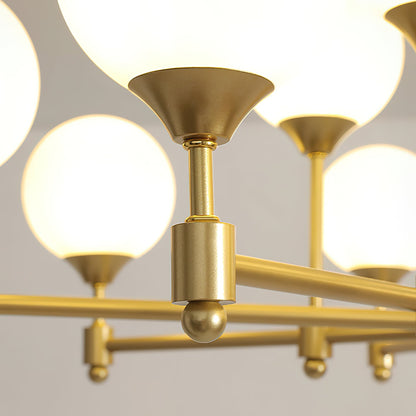 BOLLICINE Brass & Opal Glass Globe Chandelier