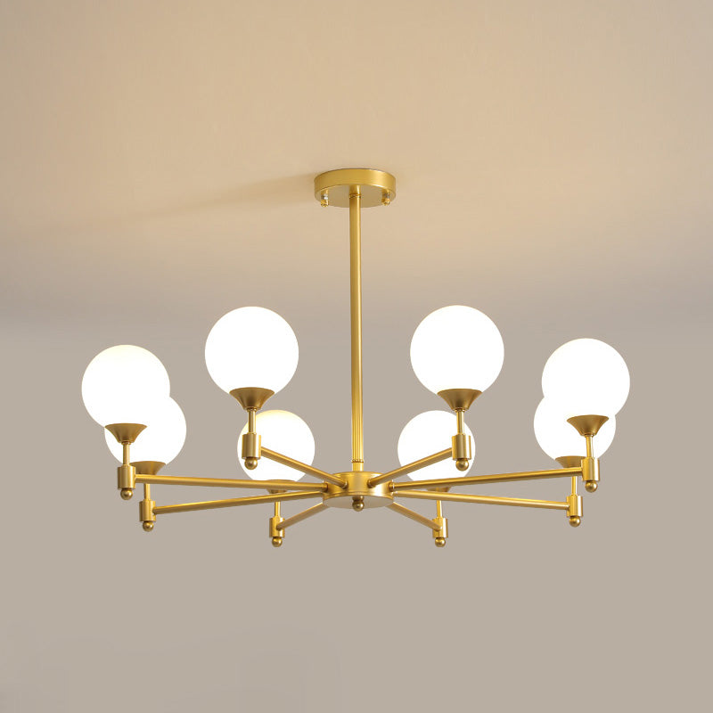BOLLICINE Brass & Opal Glass Globe Chandelier