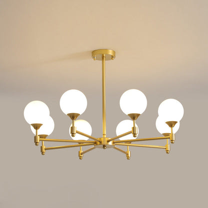 BOLLICINE Brass & Opal Glass Globe Chandelier