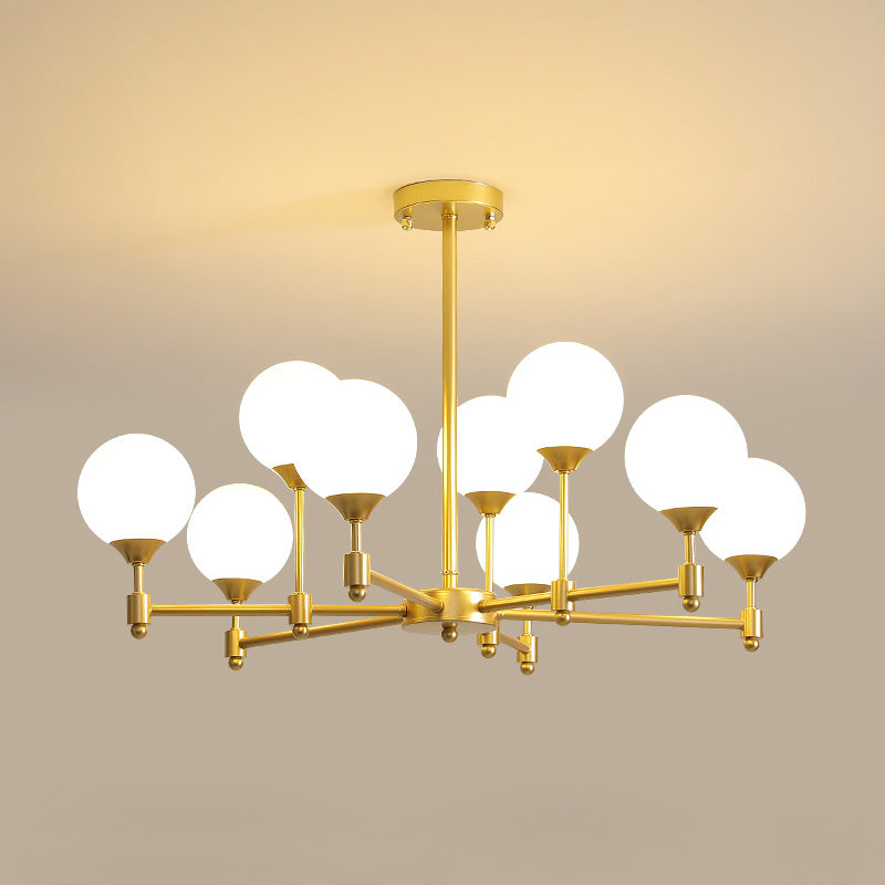 BOLLICINE Brass & Opal Glass Globe Chandelier