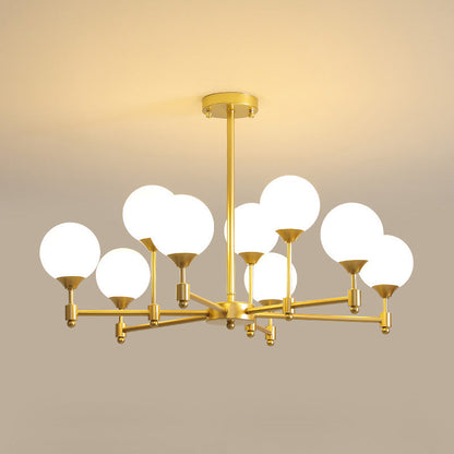 BOLLICINE Brass & Opal Glass Globe Chandelier