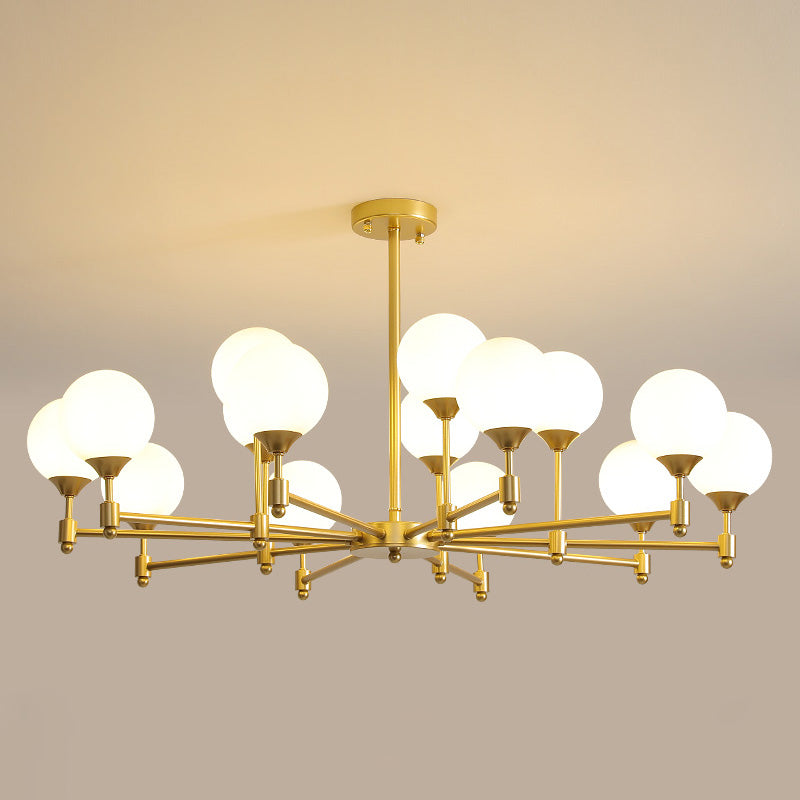 BOLLICINE Brass & Opal Glass Globe Chandelier