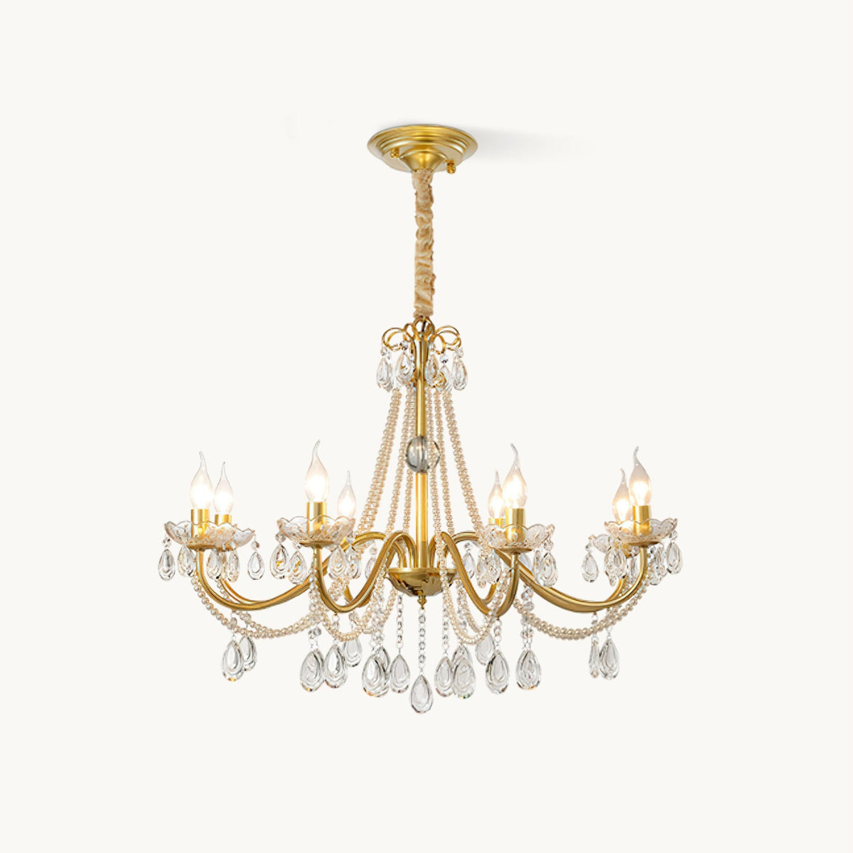 SPLENDORE Gold Crystal Pearl Chandelier
