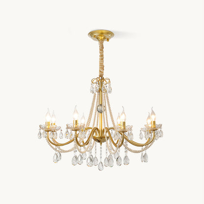 SPLENDORE Gold Crystal Pearl Chandelier