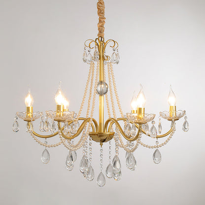 SPLENDORE Gold Crystal Pearl Chandelier