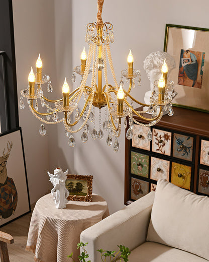 SPLENDORE Gold Crystal Pearl Chandelier