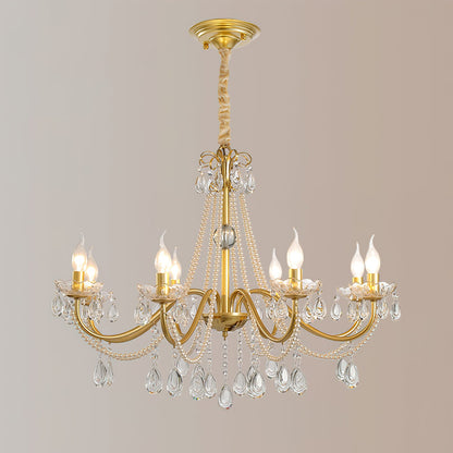 SPLENDORE Gold Crystal Pearl Chandelier